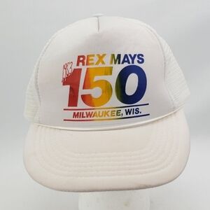 VINTAGE Civic Snapback Meshback Cap Hat Meshback 1983 Rex Mays 150 Milwaukee